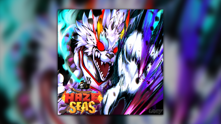 Official Roblox thumbnail artwork for Haze Seas showing anime pirate action art